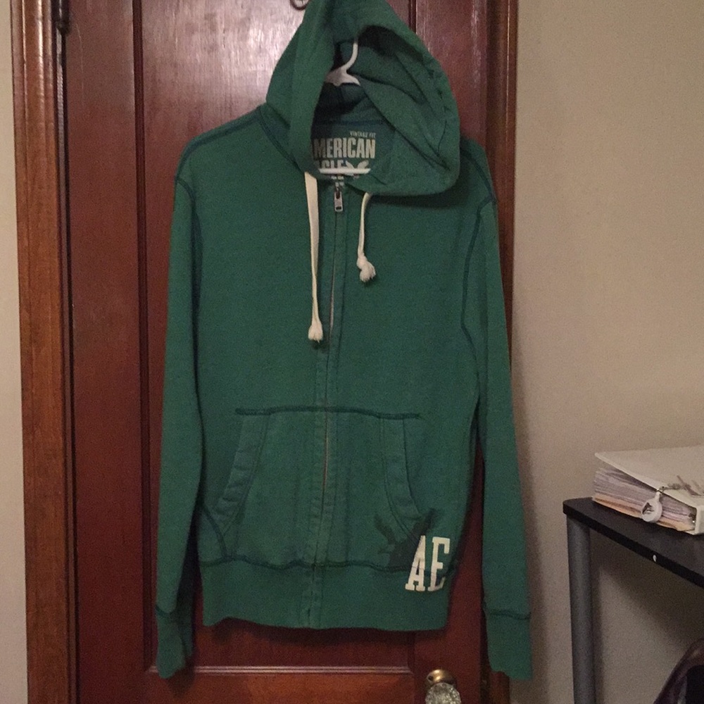 Green zip front hoodie